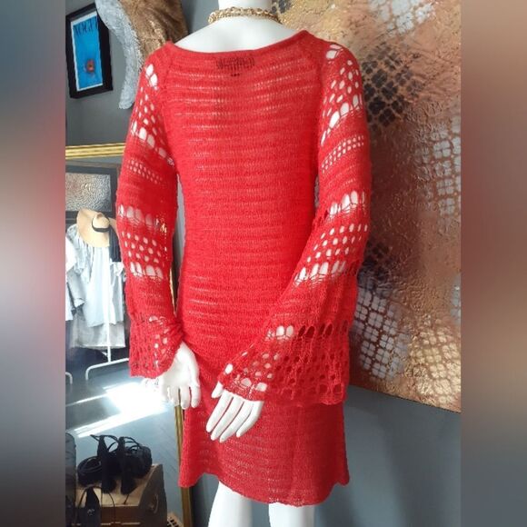 Zara Nwot Crochet Bright Red Knit Dress - Picture 2 of 15